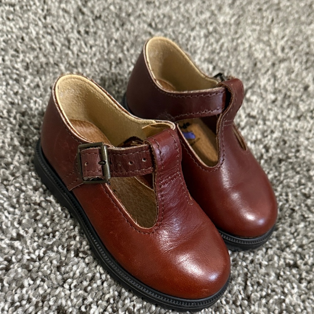Classic Brown Leather Kids Mary Jane Shoes